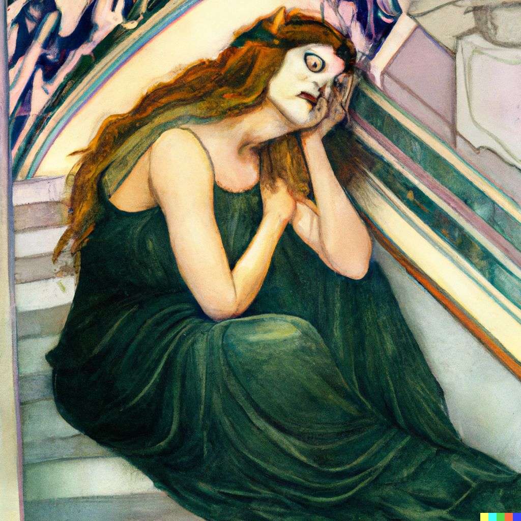 a representation of anxiety, painting by Alphonse Mucha